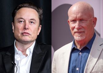 Elon Musk and filmmaker Alex Gibney shown side by side.