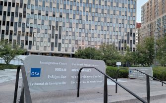 Exterior of 26 Federal Plaza in Manhattan, home to an immigration court and ICE holding facility.