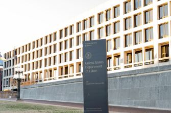 Exterior view of the United States Department of Labor building.