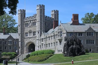 Princeton University campus featuring the iconic architecture of the school's buildings.