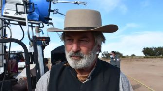 Actor Alec Baldwin on the set of the film "Rust," where he was involved in a shooting incident that resulted in the death of cinematographer Halyna Hutchins.
