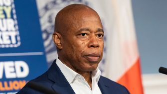 NYC Mayor Eric Adams during a press conference addressing federal bribery charges against him.