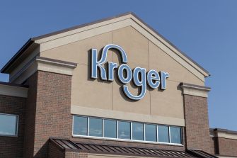 Kroger store exterior with the company logo prominently displayed.