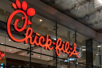 Chick-fil-A restaurant exterior with the logo displayed prominently.