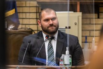 Doug Brenner testifying during his lawsuit against the University of Oregon and NCAA regarding controversial workout practices.