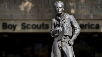Statue of a Boy Scout in front of the Boy Scouts of America headquarters.