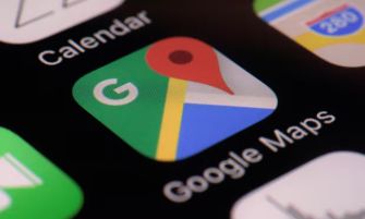 Close-up of the Google Maps app icon on a smartphone screen.