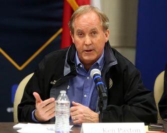 Ken Paxton speaking at a press conference regarding the Texas social media law.