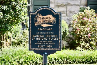 Graceland historic sign indicating its placement on the National Register of Historic Places, built in 1939.