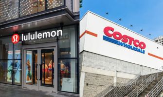 Photo of Lululemon and Costco storefronts side by side.