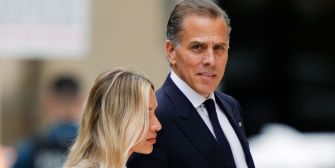 Hunter Biden, with a woman beside him, observed outside a courthouse following his conviction for lying to purchase a firearm.