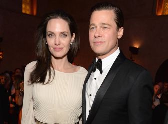 Brad Pitt and Angelina Jolie at a public event.
