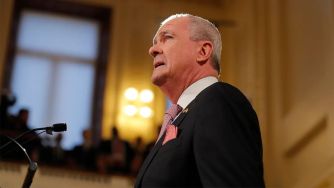 New Jersey Governor Phil Murphy speaking during a press conference.